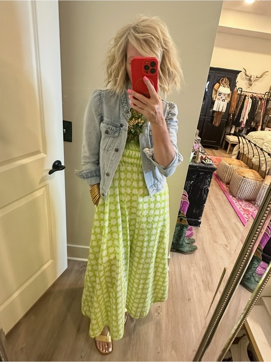 Studio Dresses & Skirts - Studio Lime Green Gingham Maxi Dress